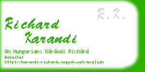 richard karandi business card